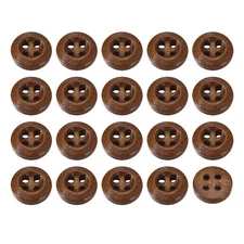 50Pcs Wooden Buttons 10mm 4 Hole Round Wood Sewing Button Craft, Coffee