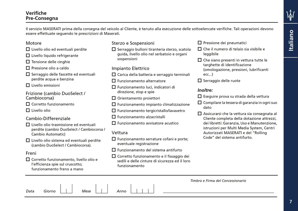 Maserati Serviceheft DE FR ENG ESP ITA - Bild 4 von 4