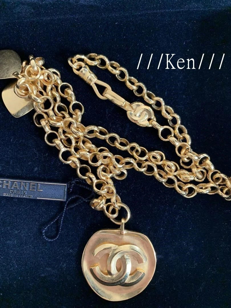 Collana CHANEL AUTENTICA Catena Coco CC Ciondolo Logo Medaglia Moneta Oro Rara F S