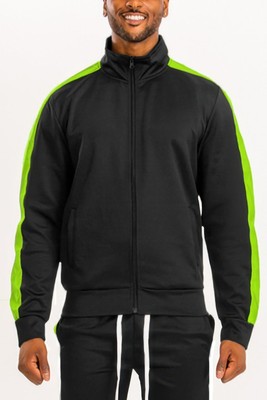 Mens Single Side Stripe Zip Up Track Jacket Activewear Gym Active Jacket