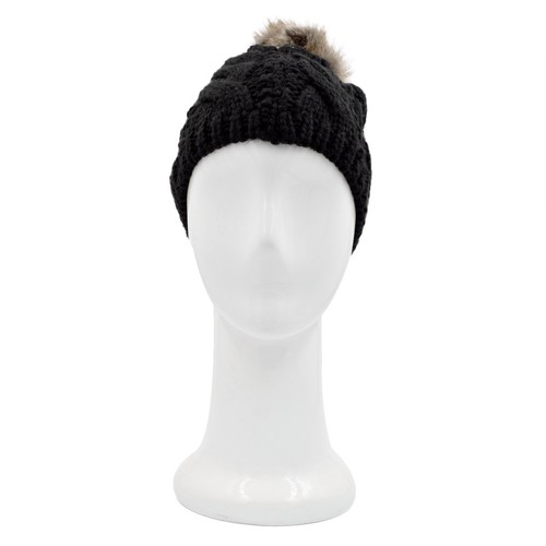 Premium Twist Cable Knit Solid Color Winter Beanie Hat w/ Pom Pom- Diff Colors - Picture 5 of 21