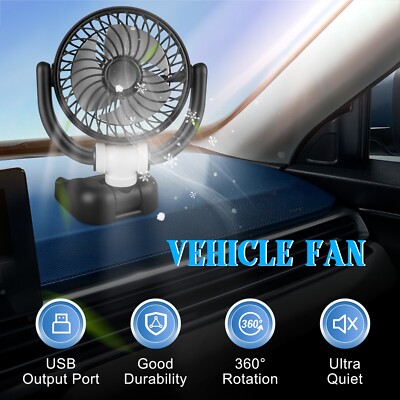 12V USB Car Cooling Fan 360° Rotatable Portable Office Desk Truck Air Cooler Fan