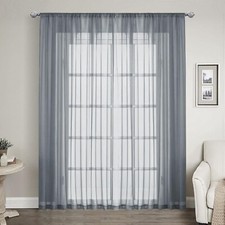 LOYOLADY Gray Sheer Curtain 100"W X 102"L single Panel Sheer Curtain any room