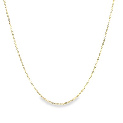 14k SOLID Gold Chain Cable Link 1mm 16'' 18'' 20'' Boston Necklace, White or Yellow
