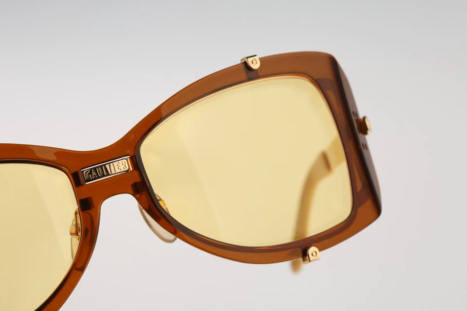 Jean Paul Gaultier 56-6204, Gafas de sol steampunk protectores laterales vintage años 90 nuevas de Lote Antiguo Foto 4 de 4