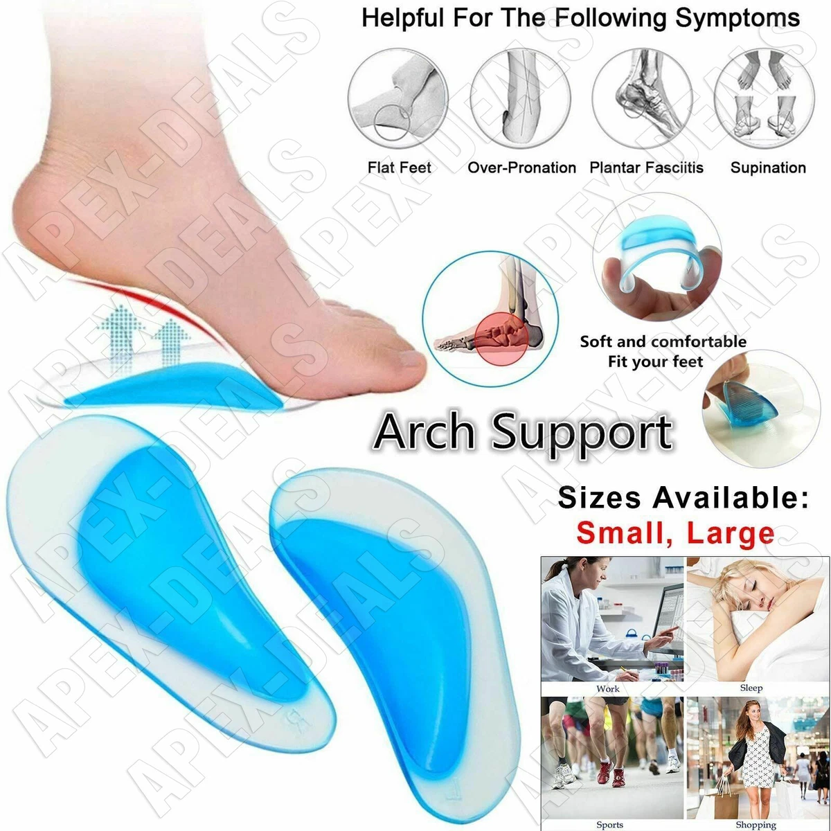 Gel Arch Support Cushions Shoe Insoles