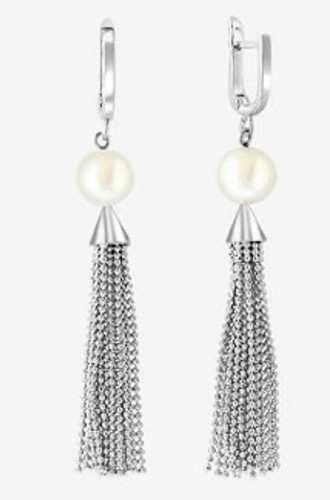 NEW! Effy Pearl & Sterling Silver Tassel Drop Earrings /Gift Box/ Retail $415 - Picture 2 of 4