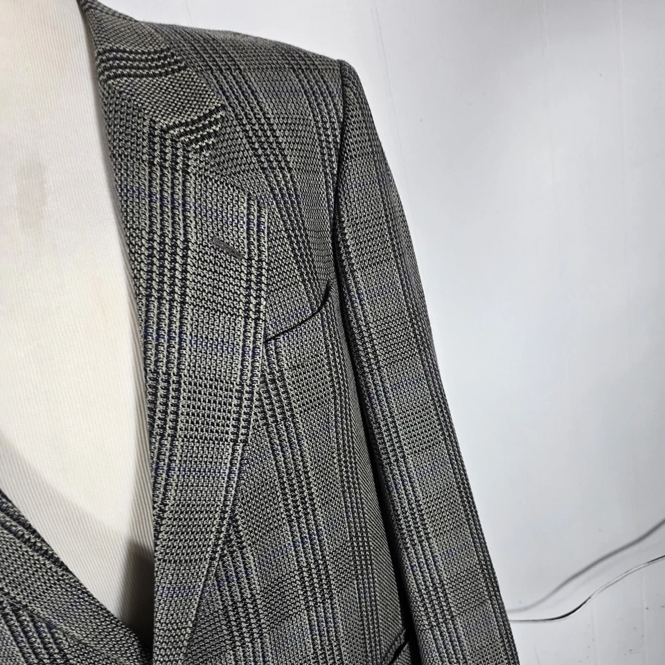 Abrigo Deportivo Ungaro Hecho en Italia Para Hombres 42L Doblado Marrón A Cuadros Guess Mezcla de Lana R2 Foto 3 de 4