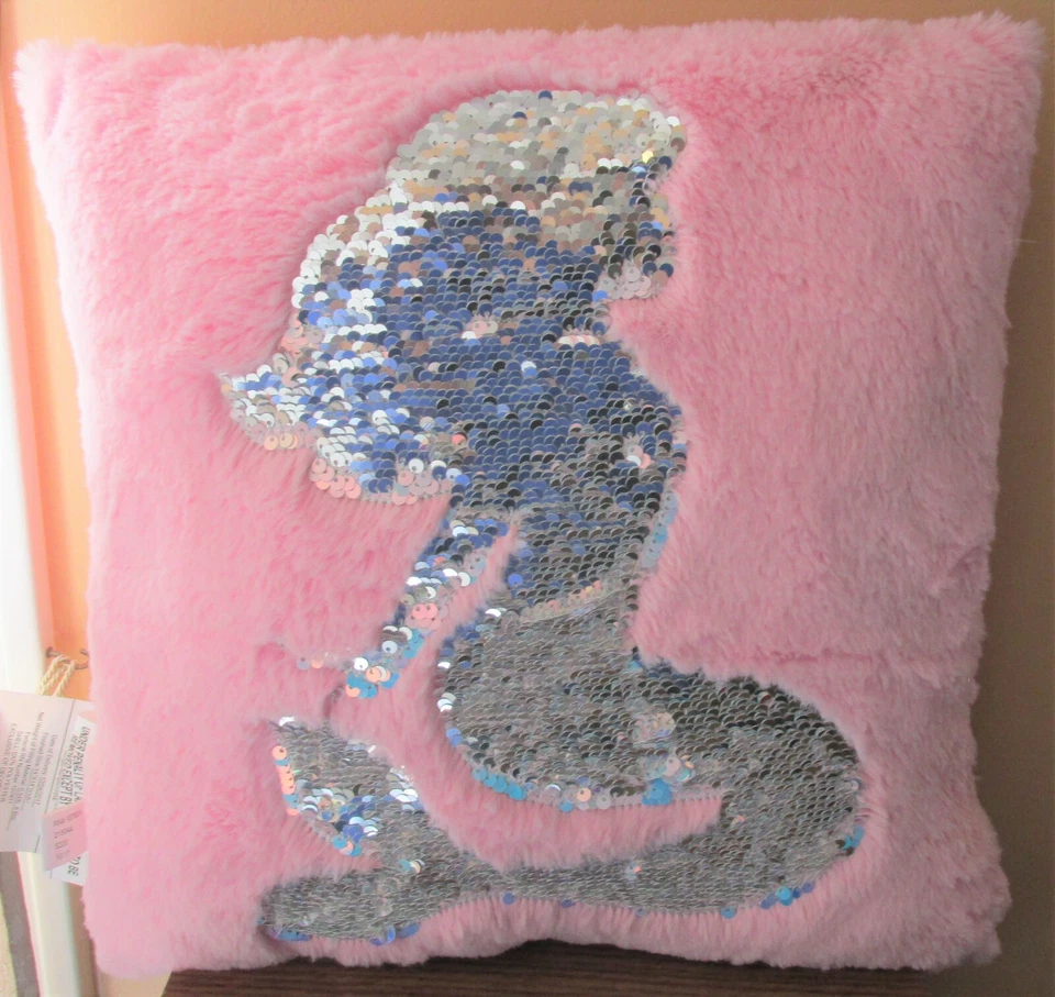 Almohada de felpa de lentejuelas reversible rosa sirena Justice Girls Foto 2 de 4