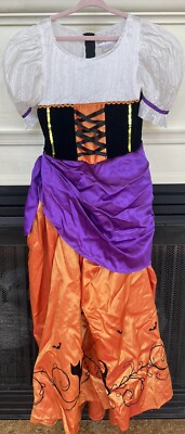 Chasing Fireflies Witch Costume Girls Orange Black Cat Satin