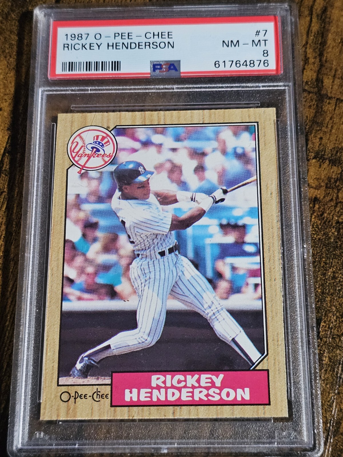 1987 O-PEE-CHEE #7 RICKEY HENDERSON PSA 8 NM-MINT HOF YANKEES ATHLETICS PADRES