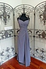 V161 BILL LEVKOFF 1127 SZ 14 PEWTER 265 2140V12 PROM FORMAL DRESS GOWN