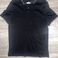 NWT Designer MK Michael Kors 100% Cotton Black Polo Collar Dress Shirt Men’s S