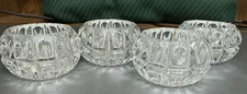 Open Salt Cellar Dip Clear Pressed Glass Paden City Antique Thumb Print 4pc Set