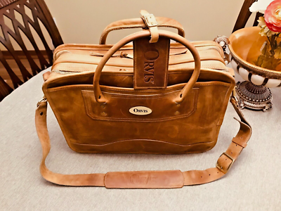 ORVIS ブラウン レザー トートバッグ アメリカ製 ORVIS Rustic Tan Heavy Saddle Leather Briefcase / Messenger Bag