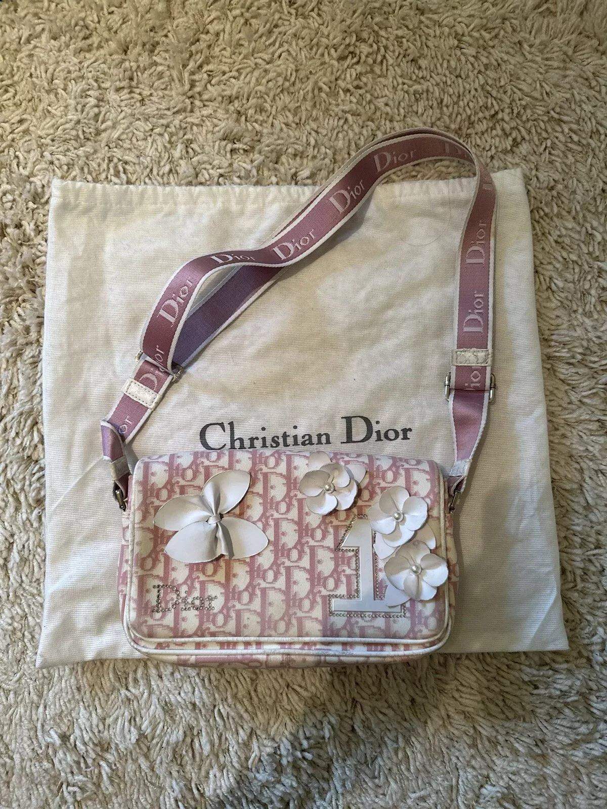 Authentique sac à rabat CHRISTIAN DIOR vintage girly diorissimo rose monogramme