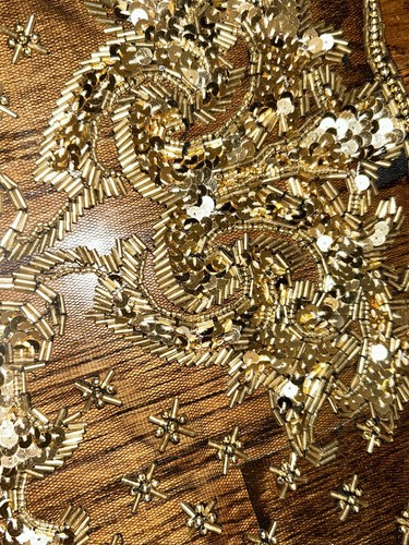 Vtg SHARMARK Las Vegas Ladies Black & Gold Beaded Sequined Shawl Shrug Party - Picture 7 of 7