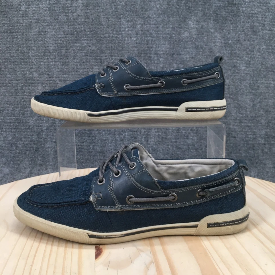 Kenneth Cole Reaction Zapatos Para Hombres 7.5 Mocasín Cómodo Informal Azul Lona Con Cordones Foto 2 de 4