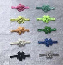 10 Pcs Kids Girl Baby Toddler Headband Headwear Five-petal Pearl Bow 3.25"