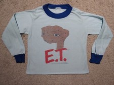 Vtg 1982 E.T. Big Face T-SHIRT Kid L/XL Pajama Top Long Sleeve Ringer 80s Sci-Fi