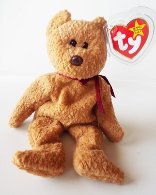 TY BEANIE BABY CURLY BEAR 1994 PE STAMP RETIRED BEAN BAG PLUSH TOY ORIGINAL NEW