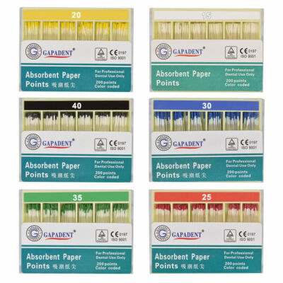 200 Pcs Dental Endodontic Absorbent Paper Points Sterile Gutta Percha 7 Sizes 
