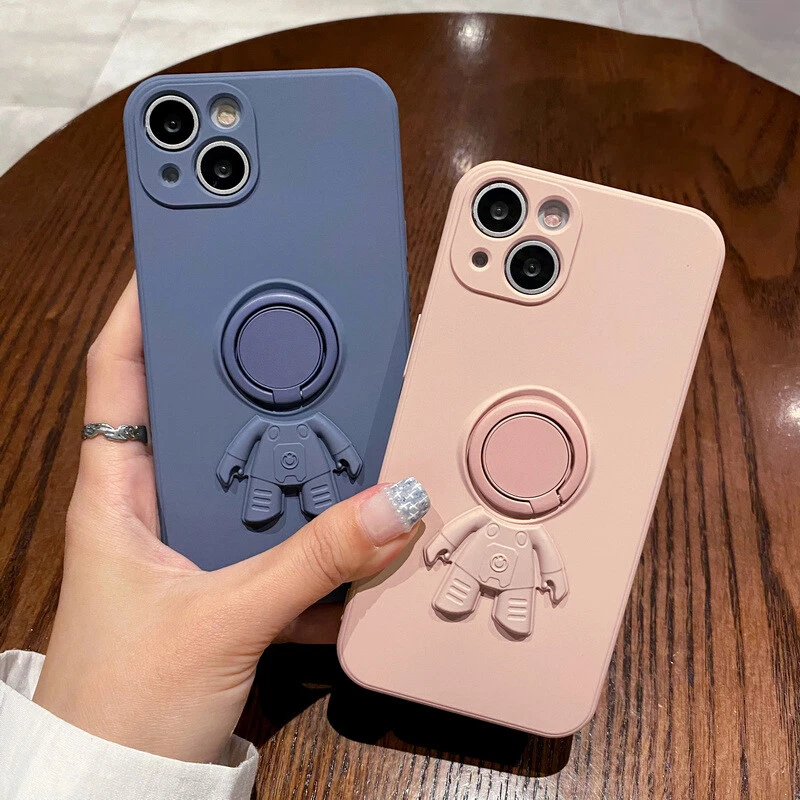 Astronaut Ring Holder Phone Case For iPhone 16 14 13 12 11Pro Max Silicone Cover - Image 2 of 4