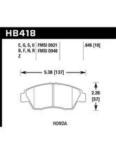 Hawk 2013-2014 For Acura ILX Hybrid HPS 5.0 Front Brake Pads (HB418B.646)