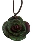 Vintage Bohemian Purple and Green Rose Necklace with Leather Cord — photo 4
