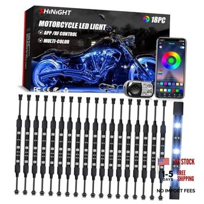 18 Pcs Motorcycle LED Light Kits, App Control 18pcs Series Connection