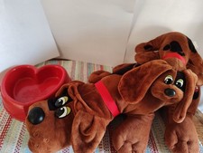 Hasbro Pound Puppies 18" Stuffed Puppy Brown Spots Large Plush Dad Son Bowl Lot