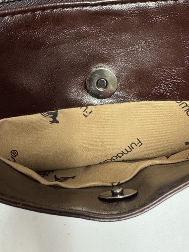 Bolso de Hombro Fumddaishu Cuero Genuino Elegante XBY Negro con Borde Marrón - Imagen 7 de 17