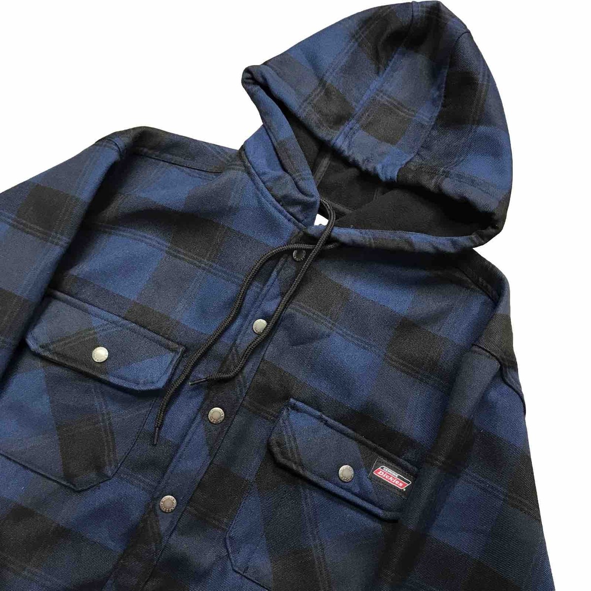 Dickies ブラック　ブルー星柄　スター柄Y2K archive ドット柄 Dickies Jacket Men L 42-44 Blue Black Plaid Fleece Line Hooded