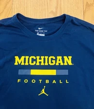 NIKE Mens Big 2XL~XXL University Of Michigan Blue Football T-Shirt Wolverines