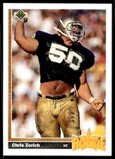 1991 Upper Deck Chris Zorich Rookie Chicago Bears #10