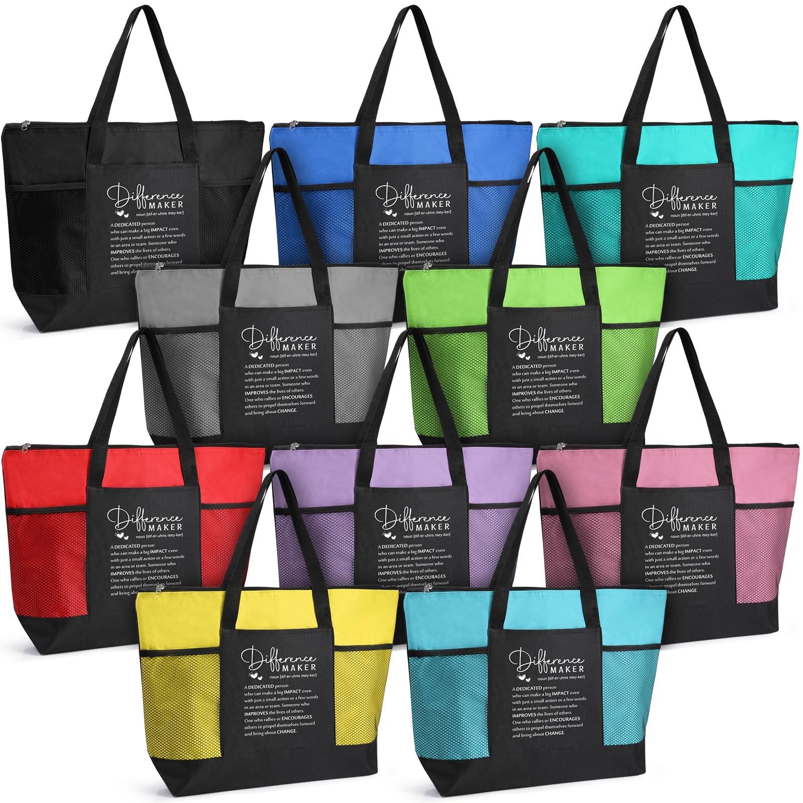 10 Pcs Difference Maker Appreciation Tote Bags for Women Appreciation Gifts f...