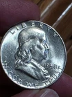 1958 D FRANKLIN SILVER HALF DOLLAR-BU W/ SHARP BELL LINES