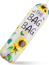 Sunflower Plastic Bag Holder - Reusable Kitchen Dispenser with Drawstring Closur
