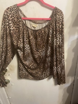 Vintage Torrid Leopard Nylon Spandex Top W/ Bell Sleeves Plus Size 2X (18/20)