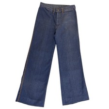 VTG 70s Unbranded Wide Leg Flare Hippie Women  s Jeans Size 28x30 Scovill Zip