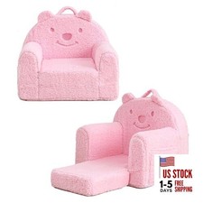 Toddler Chair,Sherpa Bear Kids Chair,Toddler Couch Fold Out,Children Pink