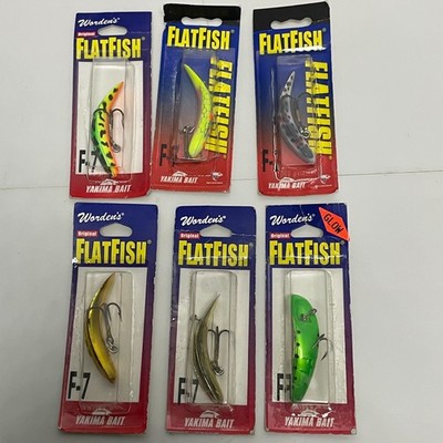 Worden's Original FlatFish F7 Fishing Lures Lot of 6 Yakima Bait Carded Glow New