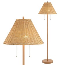 61 Brown Wood Finish 2-Light Coastal Bohemian...