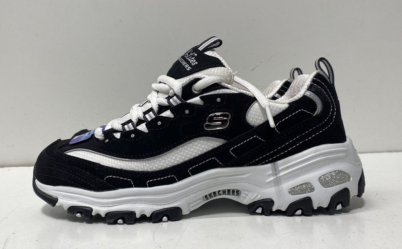 Skechers D'Lites Biggest Fan Black White Women's Sneakers Size 6