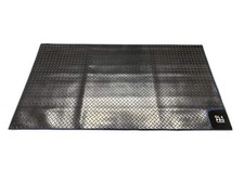 Olpro Awning Tunnel Mat 1500 x 800mm Black Rubber checker  with Blue Edge Trim