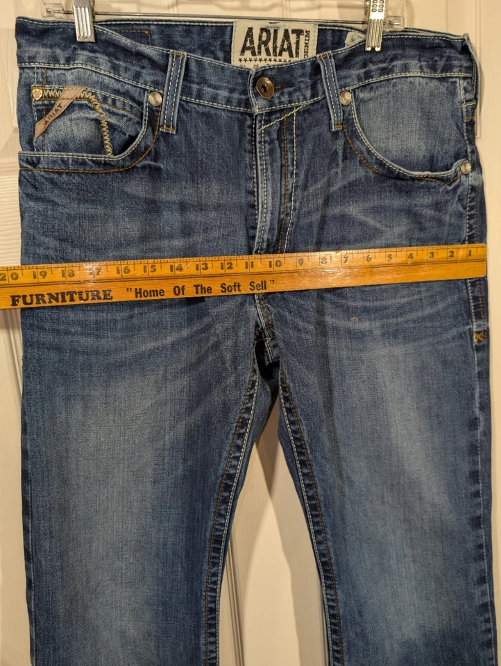 Jeans rectos Ariat M4 para hombre 34x32 azul denim puntada en contraste occidental informales Foto 4 de 4