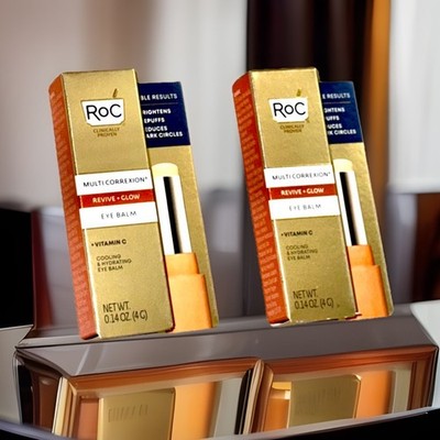 2 Pack RoC Multi Correxion Revive + Glow Eye Balm- 0.14 oz 4g Lot