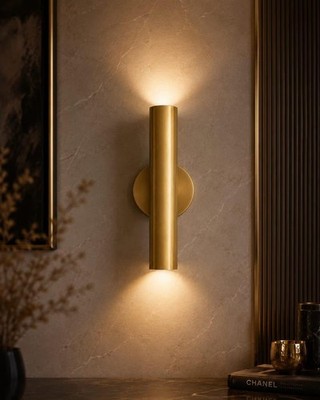 Modern Brass Wall Sconce Light Cylinder Wall Lamp Gold Indoor Lighting Fixture