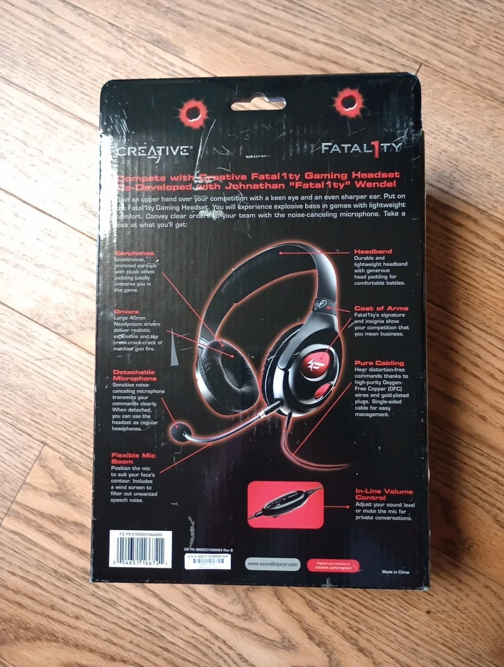 Creative Fatal1ty Gaming Headset (2010s, Microphone, Untested As-Is) - Image 3 of 4