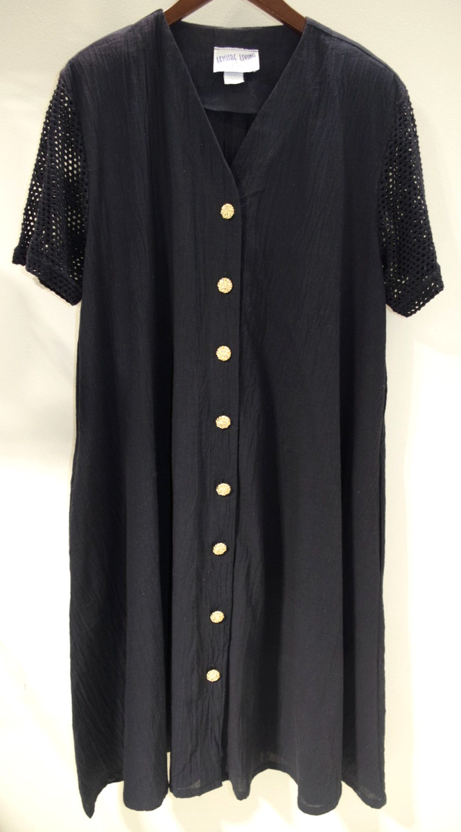 W2 Leisure Living by ALICE MARTIN Robe Coat Dress Mesh Sleeve Gold Buttons View 2